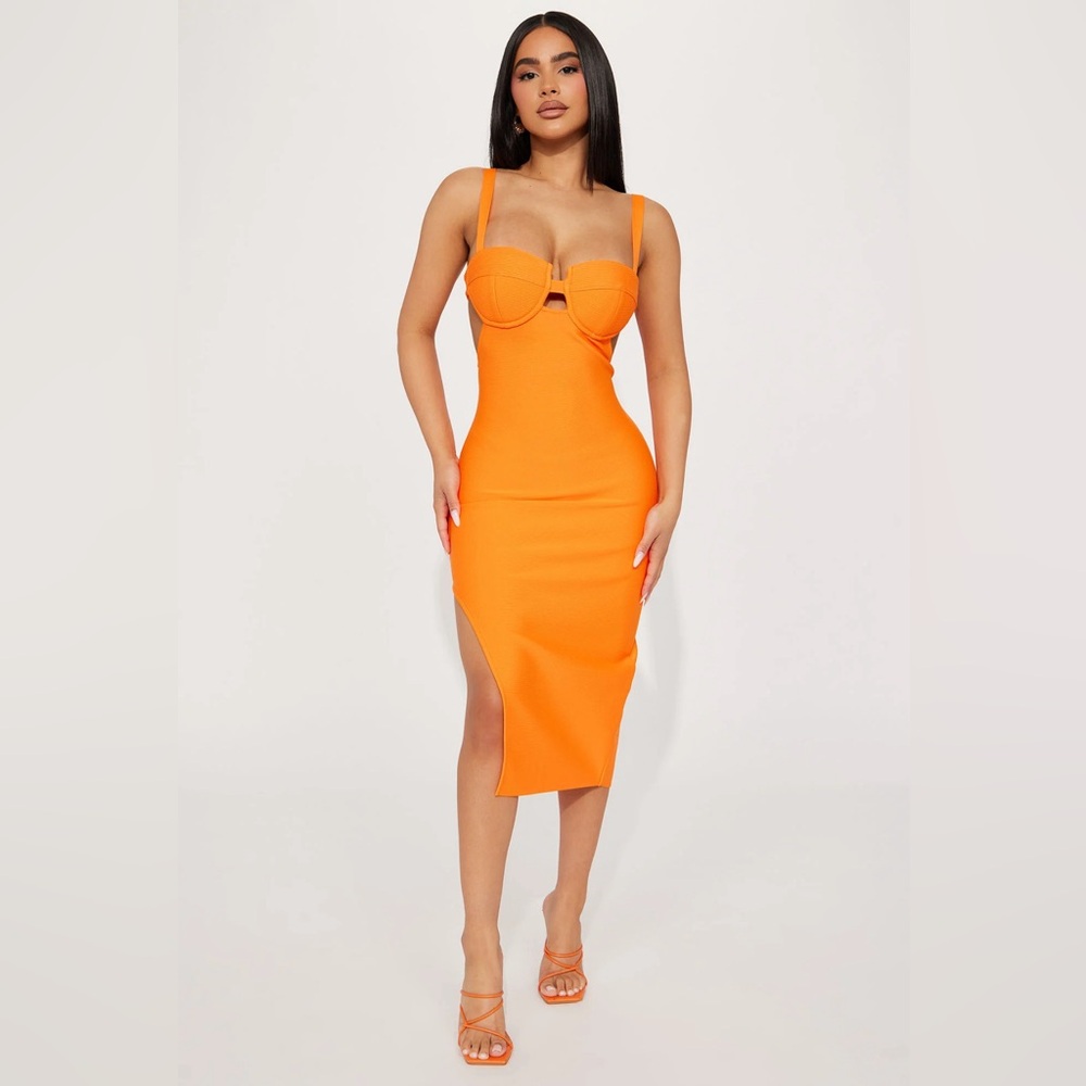 Orange midi dress size small